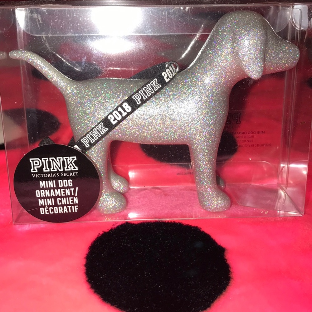 💕NEW Pink VS mini silver 2018 glitter dog ornament💕 - Picture 2 of 8